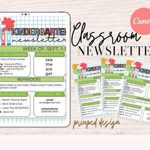 Kindergarten Editable School Newsletter, Weekly Classroom Newsletter, Weekly Newsletter Template, Classroom Newsletter, Newsletter Printable