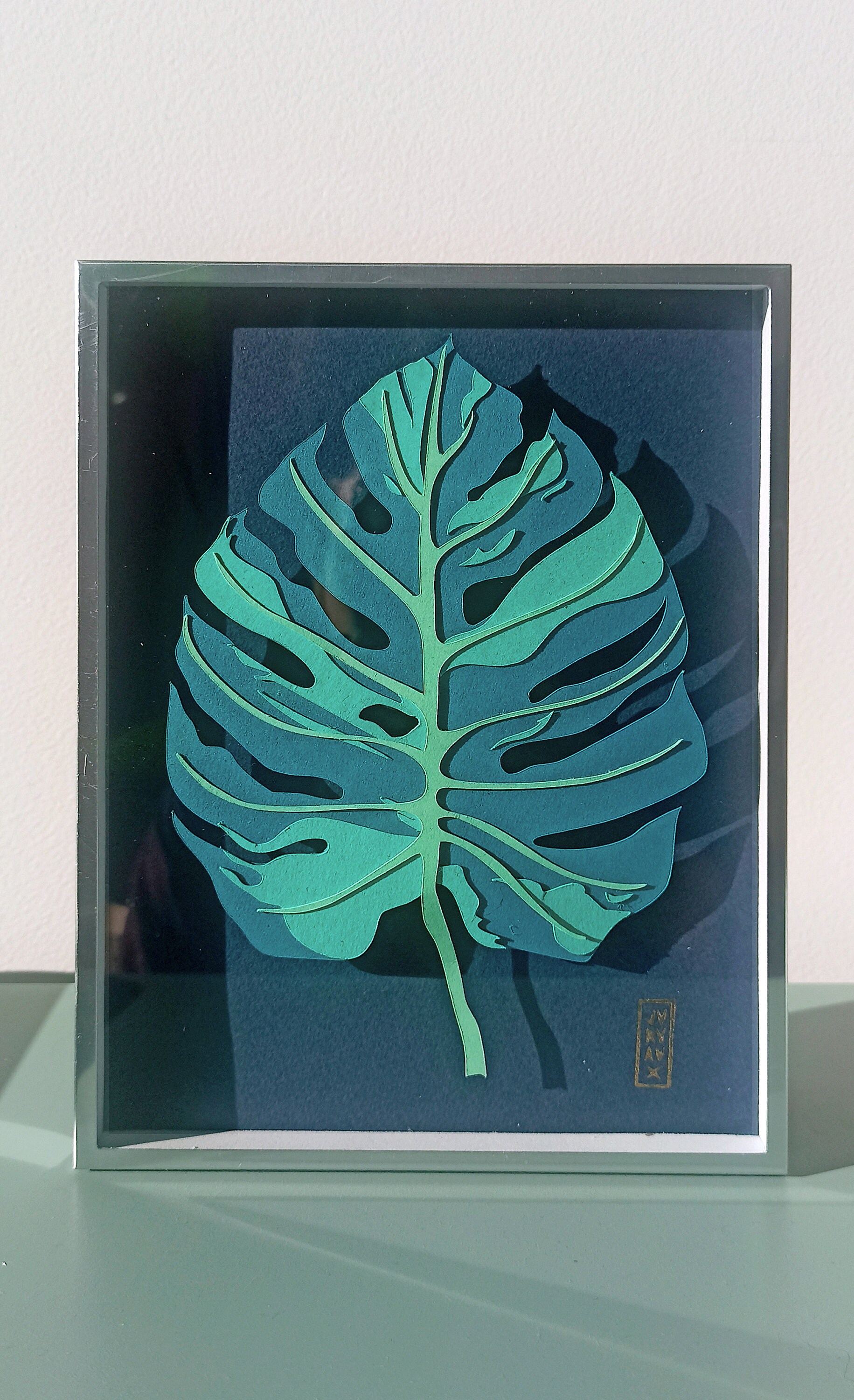 Plant Wall Art- Monstera Blue Navy - Shining