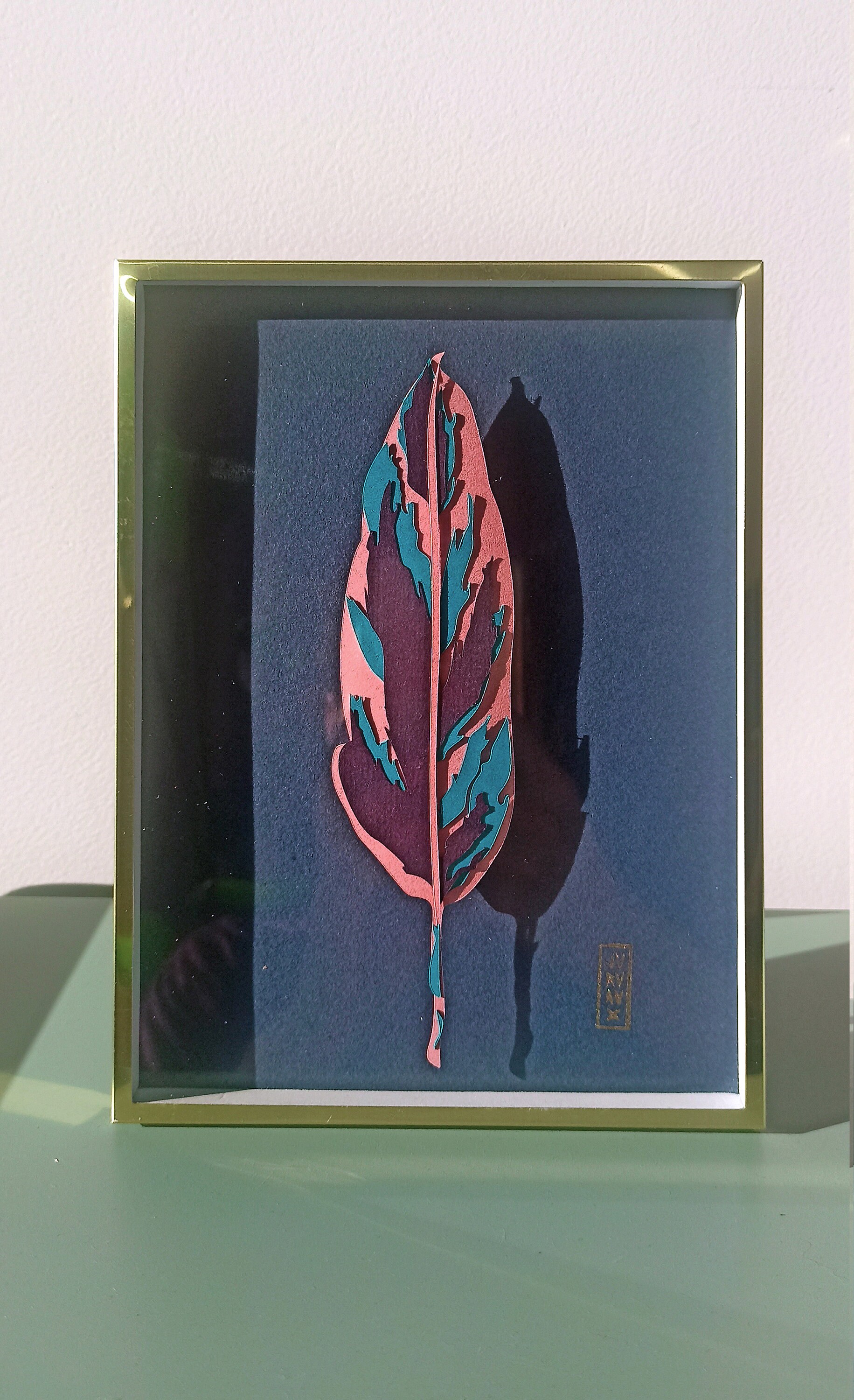 Plant Wall Art- Calathea Triostar Blue Navy - Shining