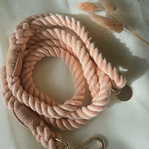 Blush Pink Cotton Rope Dog Leash: 5ft, Light Gold Hardware