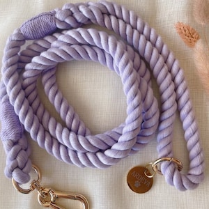 Lavender Cotton Rope Dog Leash: Luxury Pet Lead with Gold Hardware