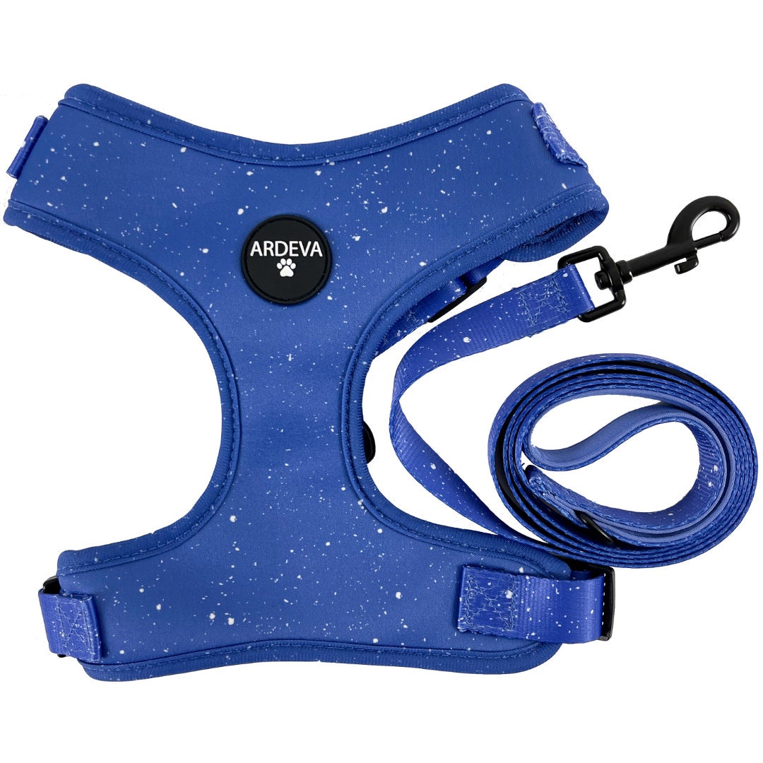 Dog Harness and Leash Set Adjustable and Stylish Neoprene True Blue