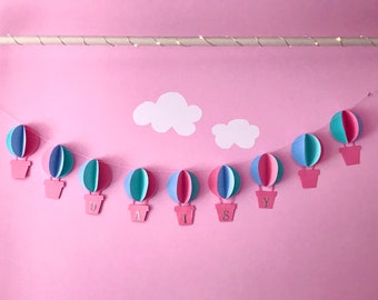 Heißluftballons Girlande Bastelset Dekoration personalisiert Kinderzimmer Kinderzimmer