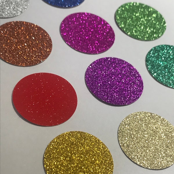 Holographic or sparkly glitter card circles x 20 Gold Silver Red Blue Green pink or mixed pack