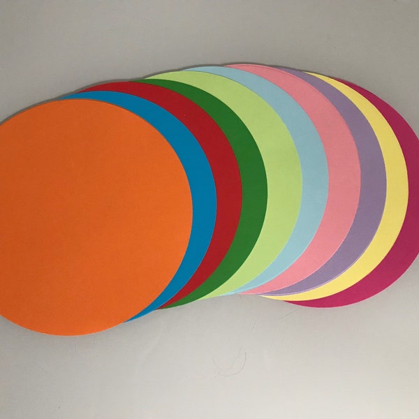 Light weight coloured paper circles 1 inch - 8 inch