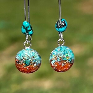 Southern UTAH Signature Red Sand Inlay Earrings - Sterling Silver Dangle Inlay Earrings - Made in UTAH