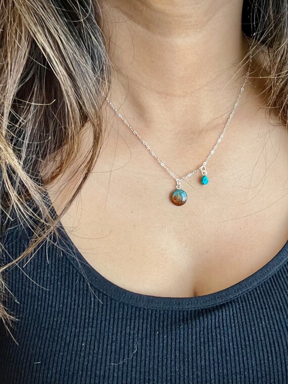 Southern UTAH Signature Red Sand Inlay Asymmetric Turquoise Charm