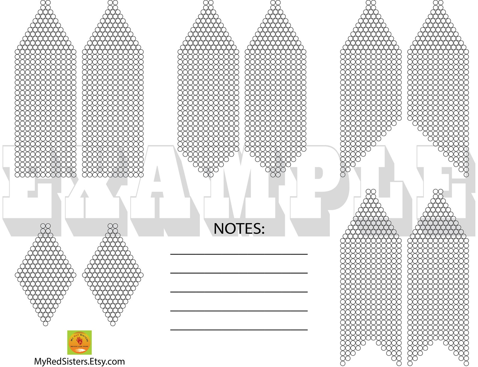 Seed Bead Earring Graph Template Etsy