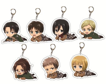 Anime-sleutelhangers | AoT-bedels | Acryl sleutelhangers | Anime-sleutelhangers | Levi | Mikasa | Hanji | Armin | Eren | Erwin | Jean | Titanen