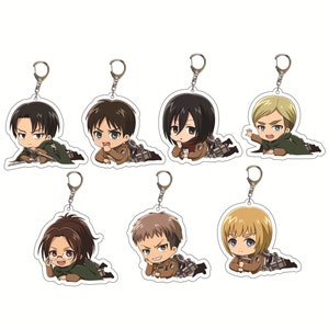 Anime Keychains | AoT Charms | Acrylic Keychains | Anime Keychains | Levi | Mikasa | Hanji | Armin | Eren | Erwin | Jean | Titans