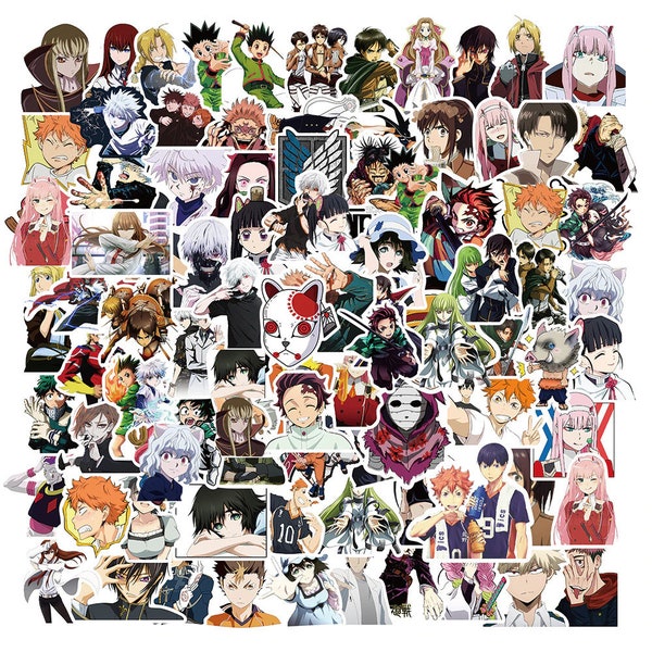 Mixed Anime Sticker Pack | Set of 100 | Waterproof Vinyl Stickers | Anime Stickers | Top Anime Stickers