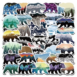Adesivi orso grizzly / Set da 100 / SPEDIZIONE STESSO giorno! / Adesivi per telefono / Adesivi per bottiglia d'acqua / Adesivo per laptop / Adesivi per orsi