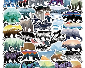 Autocollants d’ours grizzli | Ensemble de 100 | EXPÉDITION LE MÊME jour ! | Autocollants de téléphone | Autocollants de bouteille d’eau | Autocollant d’ordinateur portable | Autocollants ours