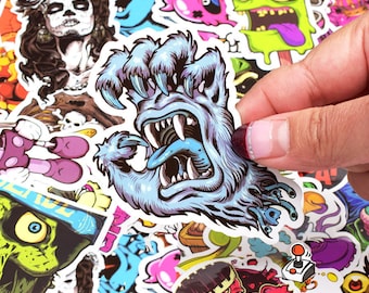 Horror Stickers | Terror stickers | Set of 50 | SAME day SHIPPING! | Phone Stickers | Waterbottle stickers | Laptop Sticker | Gothic Sticker