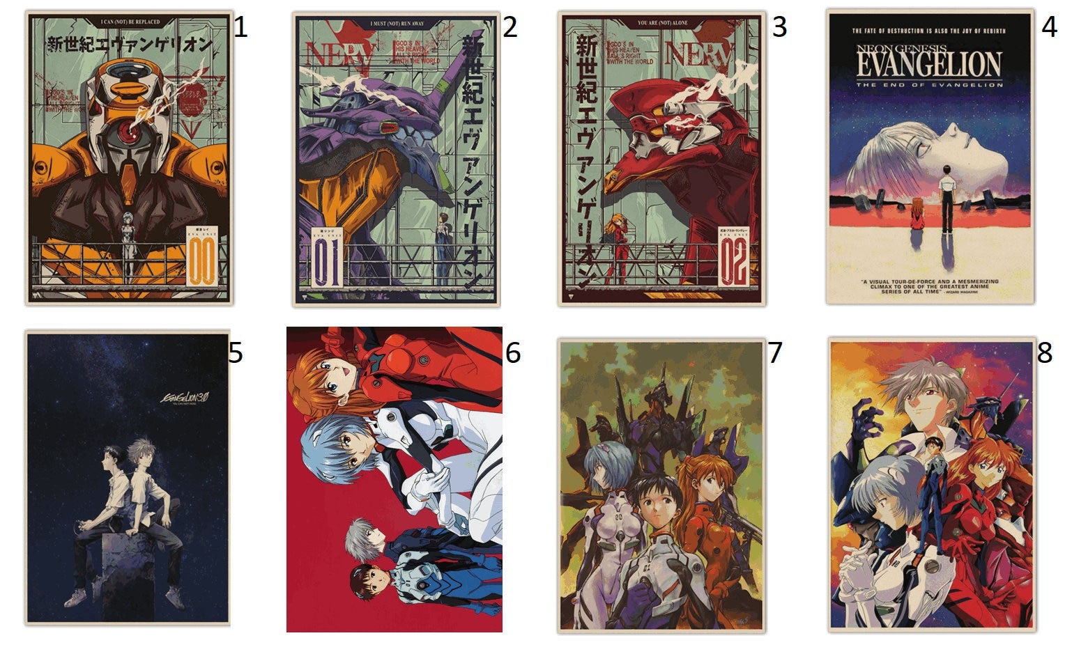 Neon Genesis Evangelion ポスター 12枚セット エヴァ Neon Genesis Evangelion Posters| High Quality Laminate Embossed