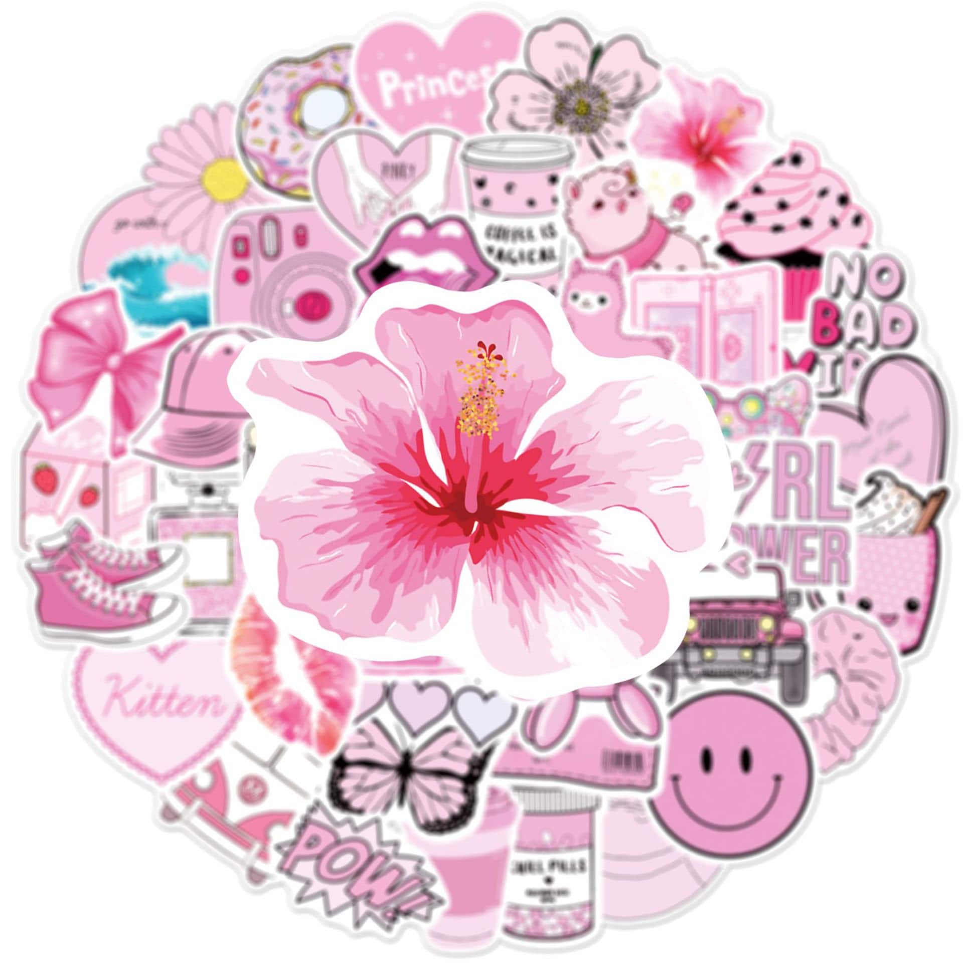 Pink Postcard Sticker Pink Stickers | Cute Pink Stickers | Set of 100 | SAME Day SHIPPING ...