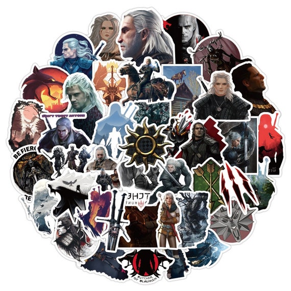 Geralt of Rivia Stickers | Set of 50 | Waterproof Vinyl Stickers | Video Game Stickers | RPG Stickers | Witch Stickers | Yennefer Stickers