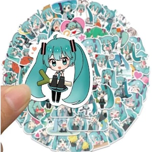 Hatsune Miku Stickers | Set of 50 | Waterproof Vinyl Stickers | Anime Stickers