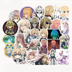 Violet Evergarden Stickers | 100er Set | Wasserfester Vinyl-Aufkleber | Anime Aufkleber | Violette Aufkleber