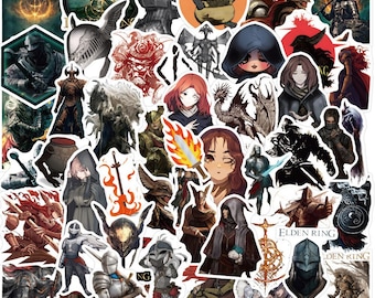 Elde Rin Stickers | Set of 50| Waterproof Vinyl Stickers | Video Game Stickers | RPG Stickers | Swordsman Stickers