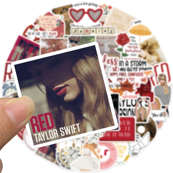 Taylor Stickers | Red Album Stickers | Set of 50 | Vinyl Stickers | Country music stickers | Country Stickers | Pop Star stickers