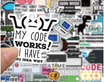 Autocollants de programmation de pirates informatiques | Autocollants de codage | Lot de 50 | LIVRAISON LE MÊME JOUR ! | Stickers pour téléphone | Autocollants pour bouteilles d'eau | Sticker pour ordinateur portable