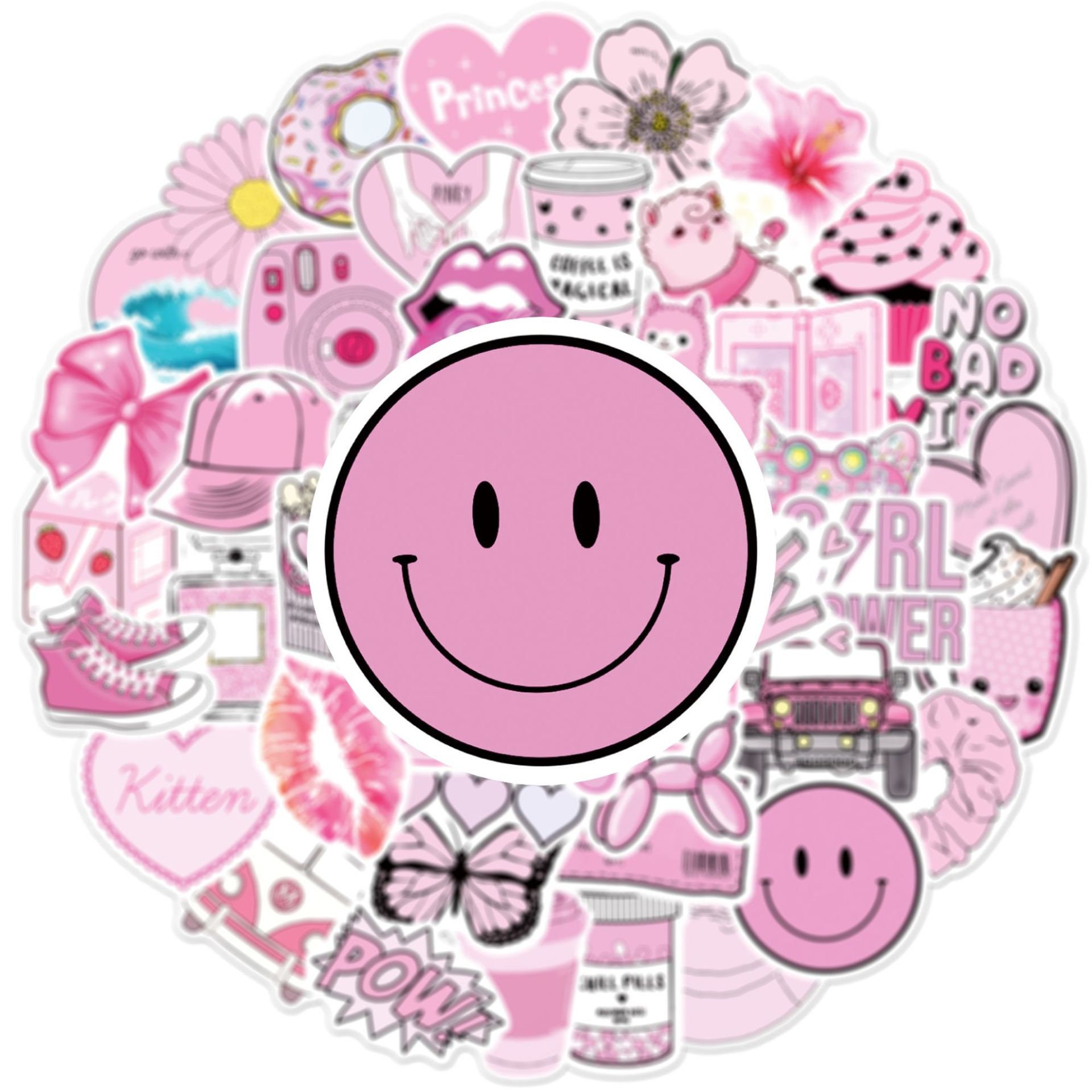 Pink Style Sticker Pink Stickers | Cute Pink Stickers | Set of 100 | SAME Day SHIPPING ...