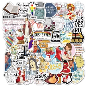 Christian  Stickers | Set of 50 | Vinyl Stickers | Jesus Stickers | Christianity Stickers | Church Stickers | The Bible Stickers