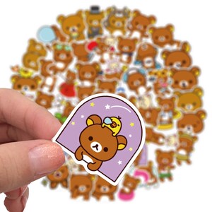 Cute Anime Bear Stickers | 50 Sticker Set Pack | Vinyl waterproof Stickers  | Laptop , Waterbottle and MORE