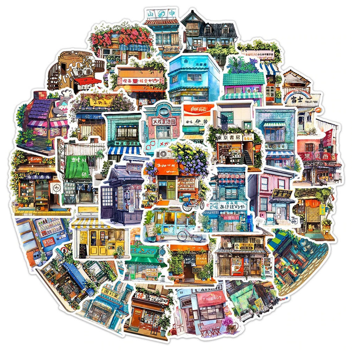 Japanese Storefront Sticker Japanese Storefront Stickers | Set of 50 Stickers | Geisha Stickers ...