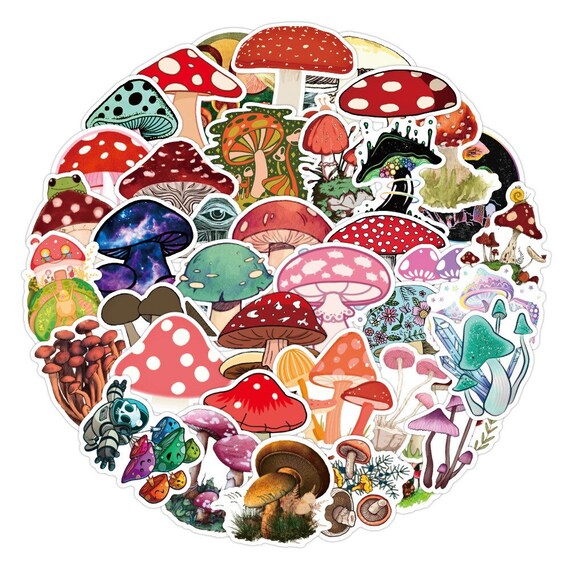 Mushroom Stickers Shroom Stickers Set of 100 SAME Day - Etsy