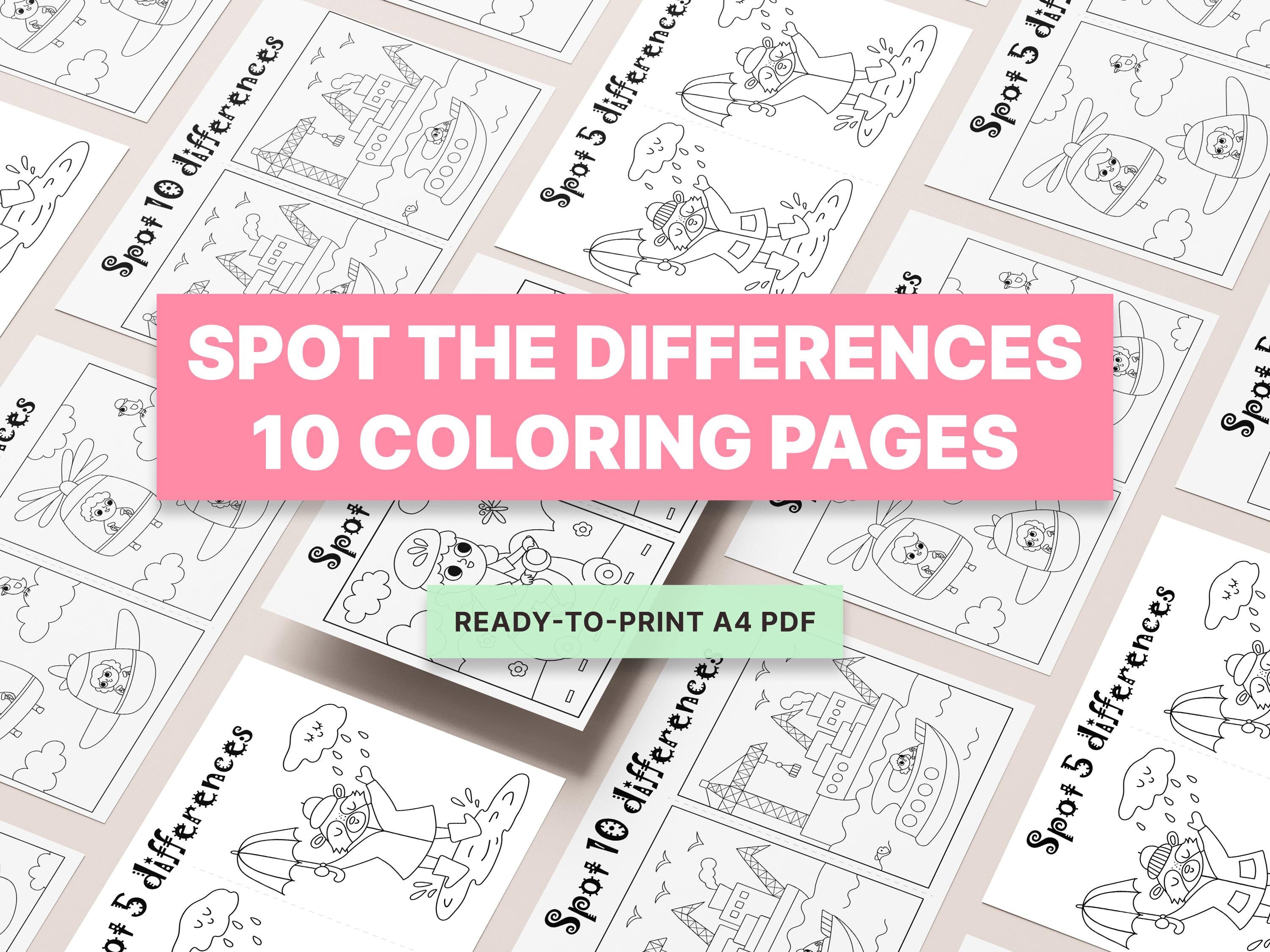 Many Differences Coloring Spot the Differences Then Color the Illustrations - Simple and Clean ...