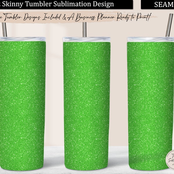 Green Glitter Tumbler Wrap, Lime Green Glitter 20 oz Skinny Tumbler Design Sublimation Download Template, Bright Light Green Tumbler PNG