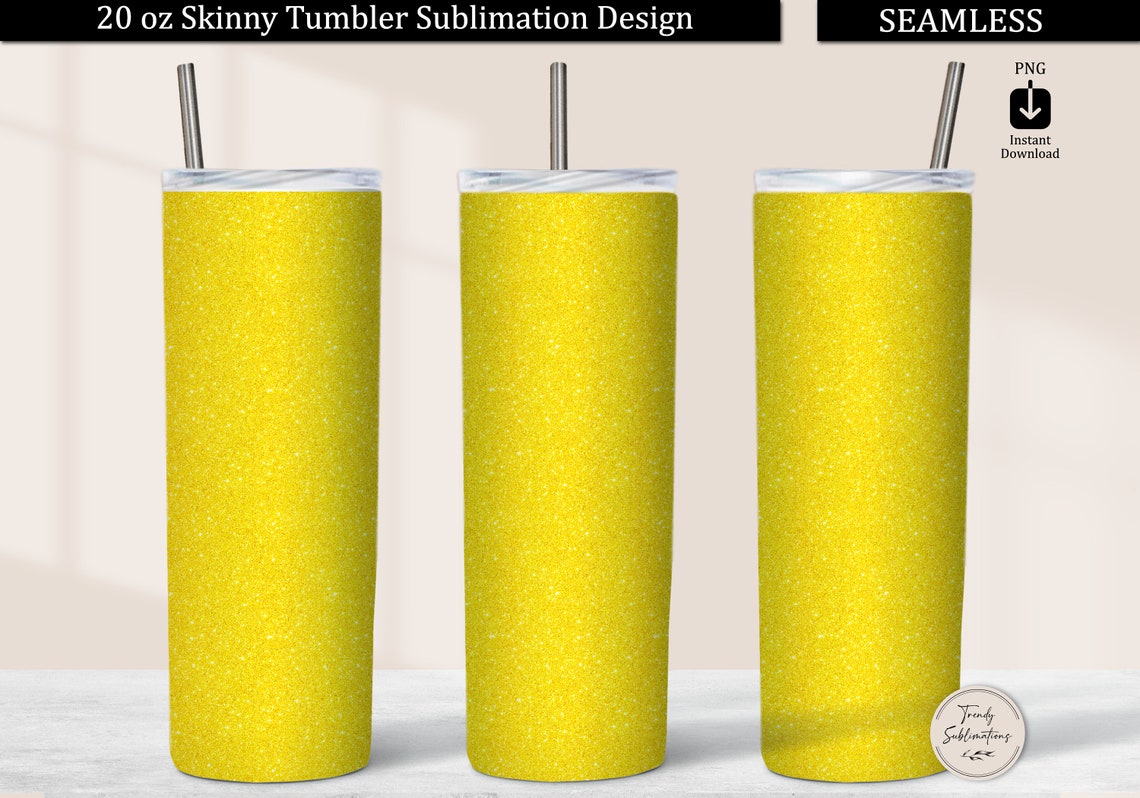 Yellow Glitter Tumbler Wrap Bright Yellow 20 Oz Skinny Etsy