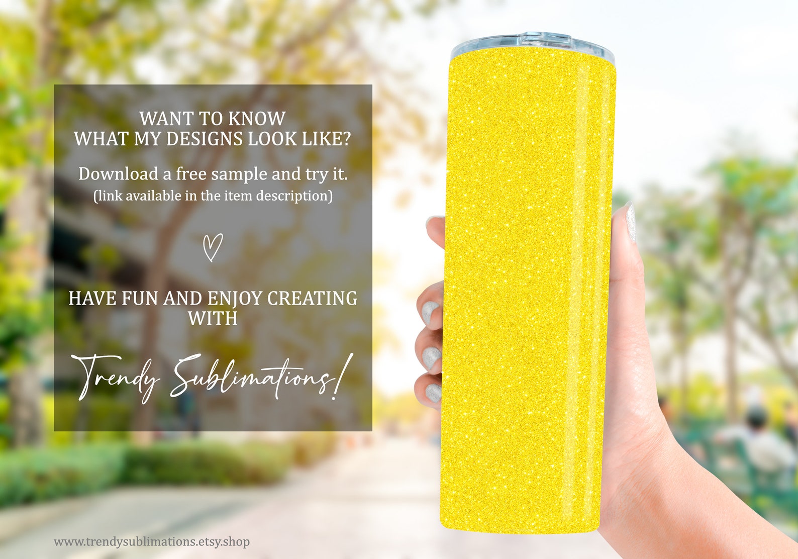 Yellow Glitter Tumbler Wrap Bright Yellow 20 Oz Skinny Etsy