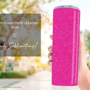 Hot Pink Glitter Tumbler Wrap, 20 oz Skinny Tumbler Design Sublimation Download, Pink Glitter Tumbler PNG Seamless Template Straight Tapered image 9