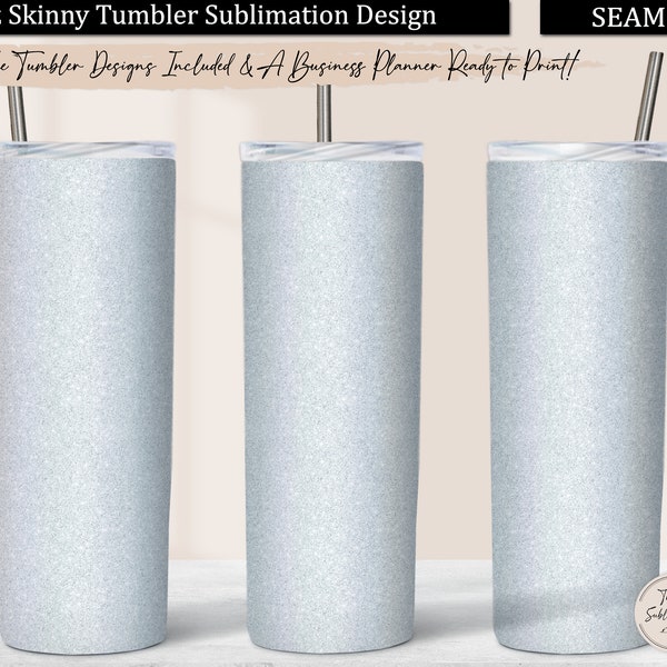 White Gray Glitter Tumbler Wrap, Silver Glitter 20 oz Skinny Tumbler Sublimation Design Download, Gray White Glitter Tumbler PNG Background