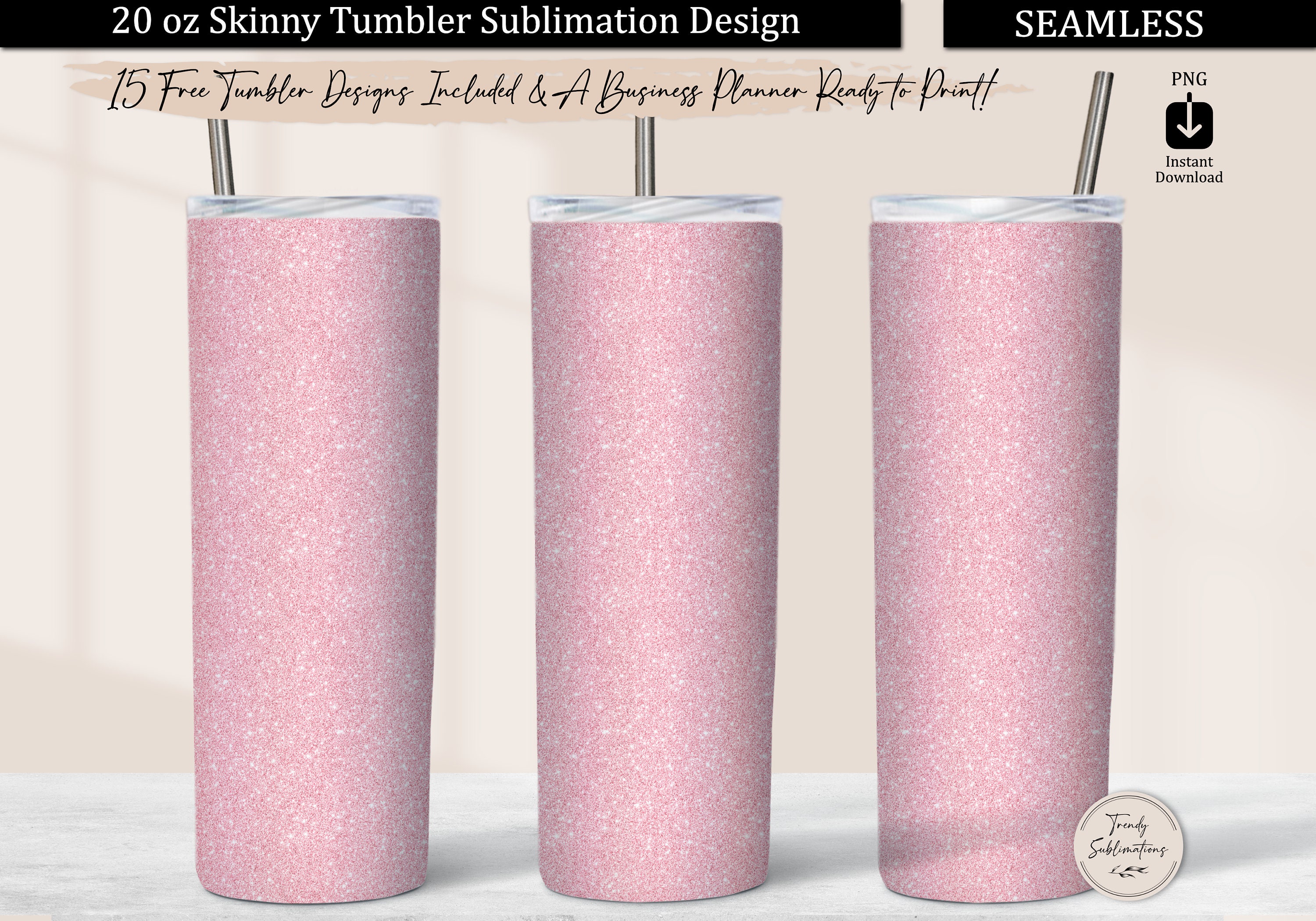 Pink Glitter Sublimation Tumbler – lifeofblanks