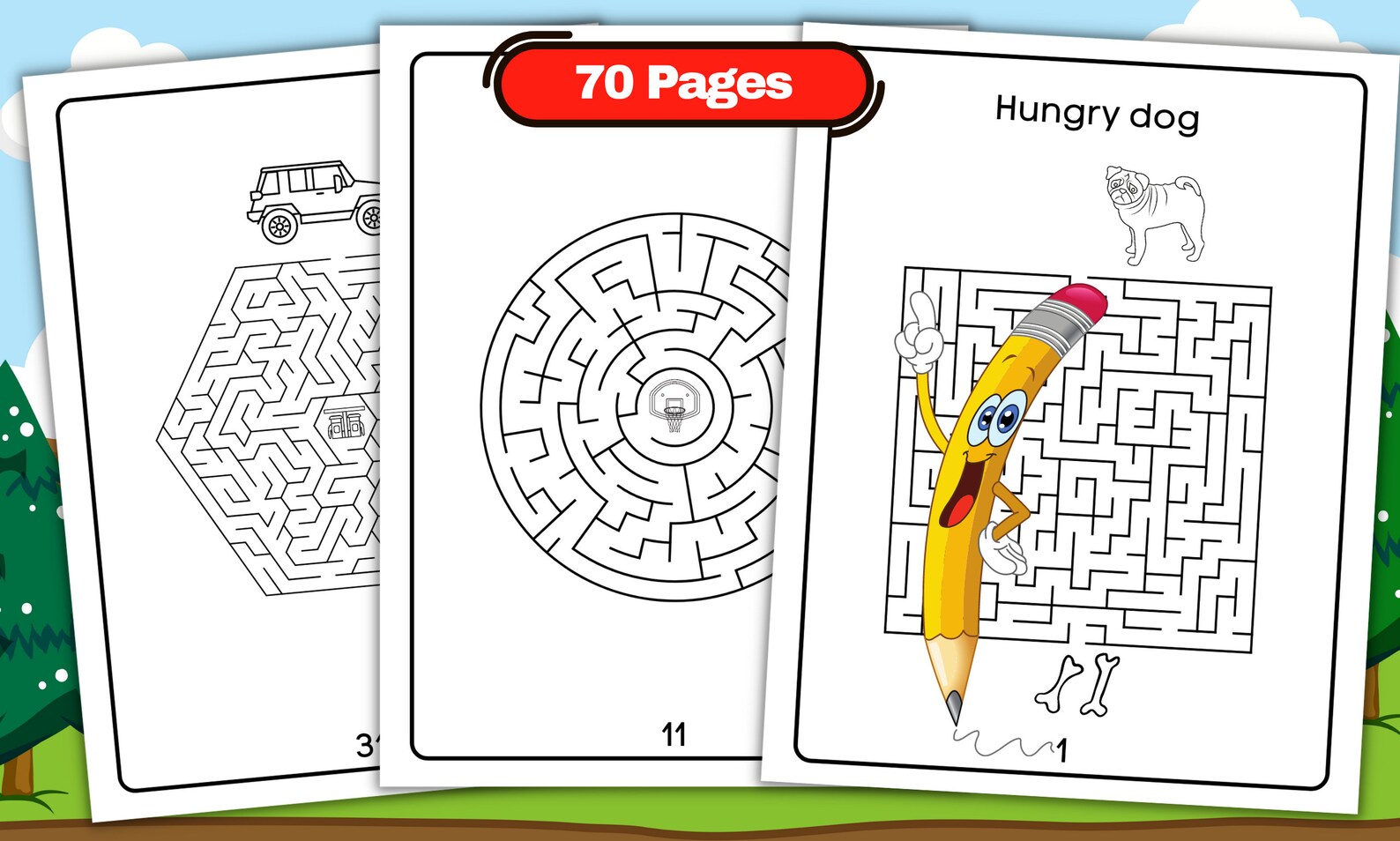 Maze Puzzle Book 70 Printable Maze Pages Challenging and Fun Suitable ...
