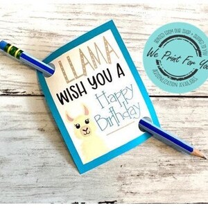 Etichetta di buon compleanno con lama carina - Tema lama di ritorno a scuola - Lama ti augura! - STAMPATO e spedito - Personalizzazione disponibile