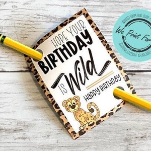 Etichette di buon compleanno con ghepardo carino - Tema ghepardo per il ritorno a scuola - Ottime per i compleanni degli studenti! - STAMPATO e spedito - Personalizzazione