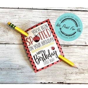 Simpatica etichetta di buon compleanno coccinella - tema ritorno a scuola coccinella - ideale per i compleanni degli studenti - STAMPATA e spedita - personalizzazione