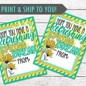 Niedlicher erfrischender Spring Break Geschenkanhänger - Happy Spring Break! - Ideal für Geschenktaschen oder als alleiniges Austeilen - GEDRUCKT und versendet - Personalisieren