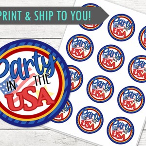 Super Party in den USA 4. Juli Aufkleber oder Cupcake Toppers - Gedruckt und versendet - Personalisierung verfügbar