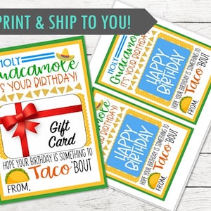 Tag bonito do cartão de presente de aniversário do Taco - feliz aniversario! - Ótimo para distribuir com um vale-presente - IMPRESSO e enviado - Personalização