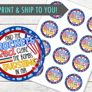 Super Rockets Red Glare 4. Juli Aufkleber oder Cupcake Toppers - Glücklicher 4. Juli - GEDRUCKT und versendet - Personalisierung verfügbar