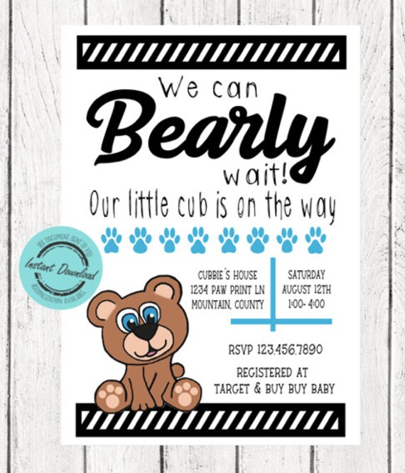 Adorable Bear Baby Shower Invitation Bear Baby Shower Theme Etsy