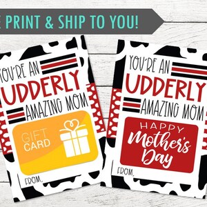 Etiqueta de presente para o Dia das Mães em forma de vaca fofa - Feliz Dia das Mães! - Ótima para distribuir com um cartão-presente - IMPRESSA e enviada - Personalização