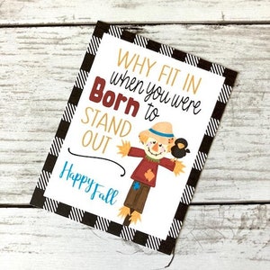 Cute Fall Scarecrow Encouragement Tag - Happy Fall Ya&#39;ll! - Great way to Encourage Students - PRINTED and Shipped - Personalization