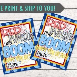 Niedlicher roter, weißer und Boom 4. Juli Geschenkanhänger - Geschenkanhänger zum Feiern von Amerika - Glücklicher 4. Juli! - GEDRUCKT und versendet - Personalisierung